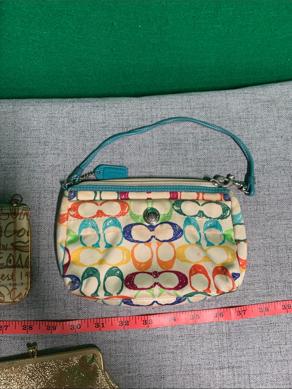 Coach Multicolor Signature Canvas and Gold Coin Purse Wristlet Set - Picture 2 of 8